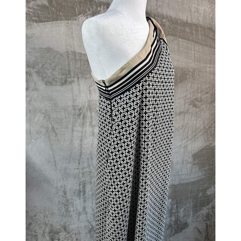 Abercrombie & Fitch Womens XS One Shoulder Tie Scarf Maxi Dress Black Beige - Picture 13 of 15